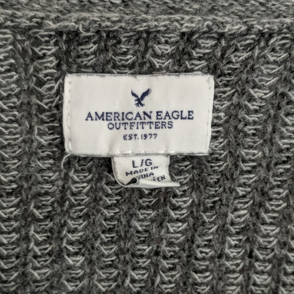 AEO Gray Button Grandpa Style Cardigan - Picture 3 of 7